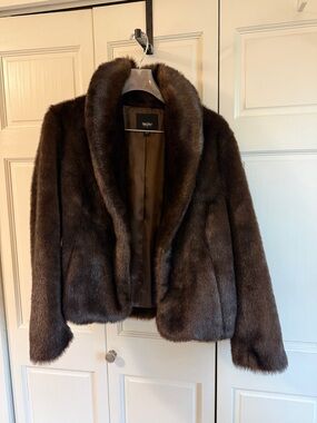 Mossimo Supply Co. Dark Brown Faux Fur Jacket with Shawl Collar